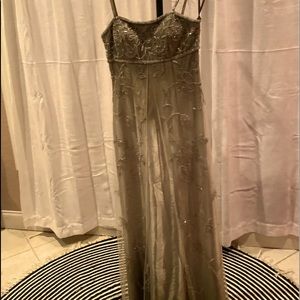 Olive two toned prom dress floor length prom gown